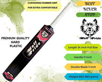 WOLF PRIDE WP Pink & White Grip Black Cricket Bat Size 8 PVC/Plastic Cricket  Bat For 15+ Yrs(850 g)