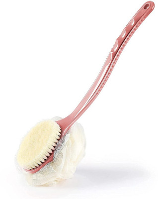 HM EVOTEK 2-in 1 Body Bath Brush With Handle & Loofah Wet or Dry, Men and Women L-76