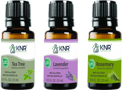 KNR CORPORATION KNR Lavender, Rosemary & Tea Tree Essential oil For Hair and Skin (15 ml Each((45 ml)