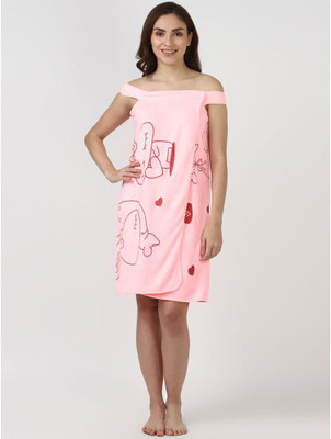 Shreejee Pink Free Size Bath Robe(Pack of 1 Wearable Towel / Bath Robe, For: Women, Pink)