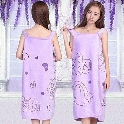 Shiv Purple Free Size Bath Robe(Pack of 2 Bath Robe, For: Men & Women, Purple)