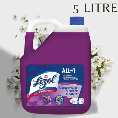 Lizol Disinfectant Surface & Floor Cleaner Liquid Suitable for All Floor Cleaner Mopsp Lavender Liquid Toilet Cleaner(5 L)