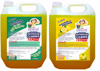 swacch Bathroom Cleaner Liquid Bathroom Floor Cleaner Tiles Cleaner Combo Pack of 2 Jasmine & Lemon(2 x 5 L)