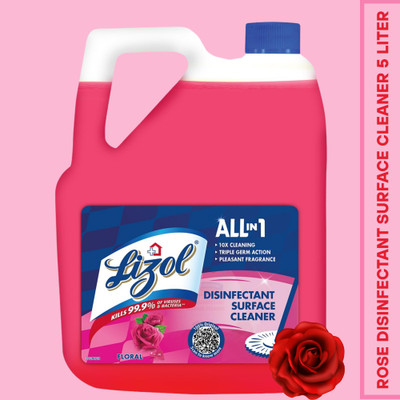 Lizol Disinfectant Surface & Floor Cleaner Liquid Rose Liquid Toilet Cleaner(5 L)