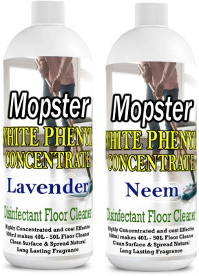 Mopster White Phenyl Concentrate 500 ML|Oil Based Natural Floor Cleaner|Phenyl Compound Combo Pack of 2 | Makes Upto 50L From 500Ml | Fragrance of Lavender Neem(2 x 500 ml)