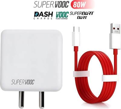The Electron Bay 80 W SuperVOOC 6 A Wall Charger for Mobile with Detachable Cable(White, Red, Cable Included)