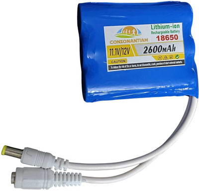 CONSONANTIAM 12 Volt  Pack 2600 mAH Lithium Ion Rechargeable  18650 DC Jack  Battery