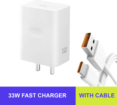 brand arf realme 33W charger & cable,10 6 A Mobile Charger with Detachable Cable(white)
