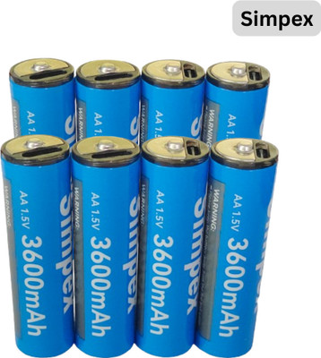 Simpex 3600mAh AA Rechargeable Lithium Ion Battery with C Type Charging Pack 8pc  Camera Battery Charger(Blue)