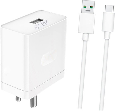 VOLTDIC 67 W SuperVOOC 6 A Wall Charger for Mobile with Detachable Cable(White, Cable Included)