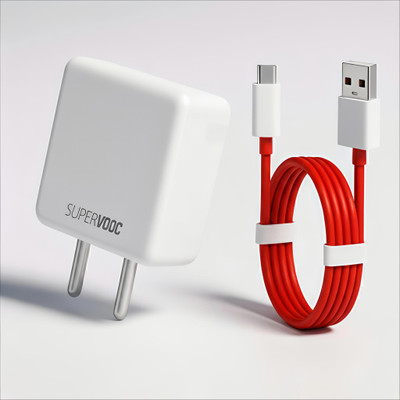 CLAT 80W SUPERVOOC/VOOC/FLASH/DART/ULTRADART/WRAP/DASH 6A Adapter For Type C Mobile c Mobile Charger with Detachable Cable(White)