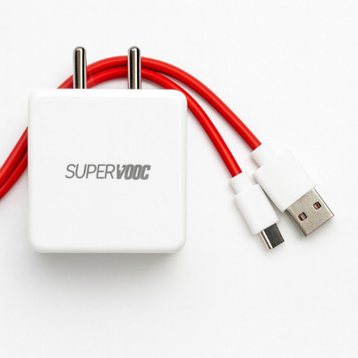 CLAT SUPERVOOC 80W Power Adapter Super Fast Charger For All Protocol axzc 6 A Mobile Charger with Detachable Cable(WHITE)