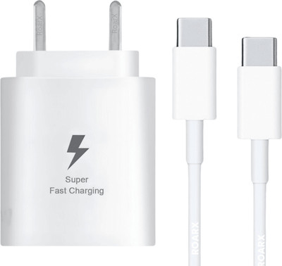25W Type-C to Type- C Super Fast Charger Adapter / Super Fast Charger 3 A Mobile Charger with Detachable Cable(White)