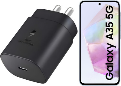 Kizzy 25 W PD 3 A Wall Charger for Mobile(25 Watt PD Charger Adapter For Galaxy A35 5G, Black)