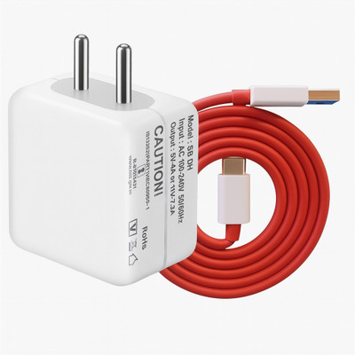 80W Bis certified with Type-C Cable Charging Adapter All Protocol support 7 A Mobile Charger with Detachable Cable(White, Red)
