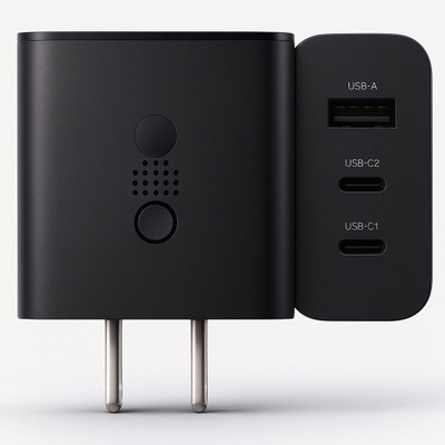 shopbucket 65 W Power GaN 3 A Wall Charger for Mobile with Detachable Cable(Black)