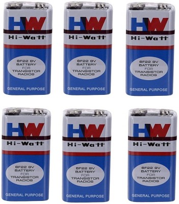 Flysmart Hi-Watt 6F22M Long Life , 9V - Pack of 6  Battery(Pack of 6)