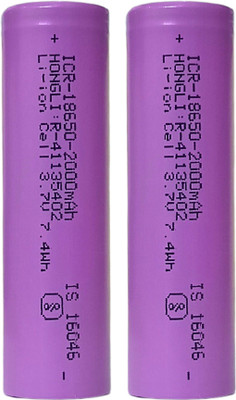 Floricx 3.7V ICR 18650 2000mAh Lithium Ion Rechargeable  Multicolor  Battery(Pack of 2)