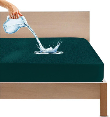 AGS ACTIVE Cotton Double Fitted (Elastic) 220 TC Solid Bedsheet(Pack of 1, Green)