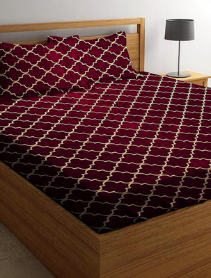 SGETRADERS Cotton Double Printed Bedsheet(Pack of 1, Maroon)