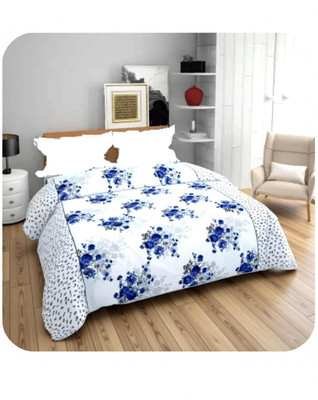 Supreme Home Collective 144 TC Microfiber Double Printed Bedsheet(Pack of 1, Blue White, Double Topsheet-Flat)