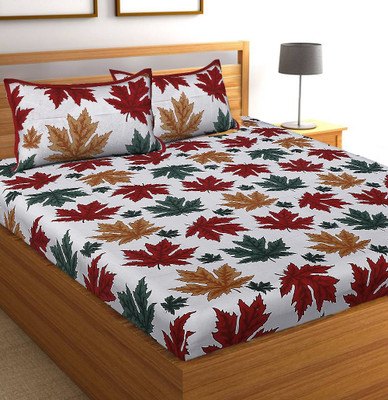 Navkar Creation 141 TC Cotton Queen 3D Printed Flat Bedsheet(Pack of 1, Multicolor)
