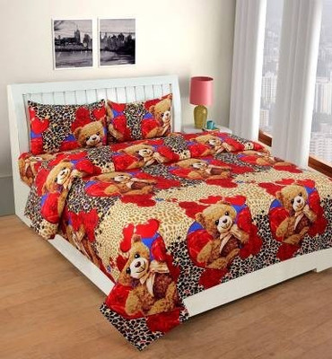 jim-Dandy 160 TC Polycotton Double 3D Printed Flat Bedsheet(Pack of 1, Brown)
