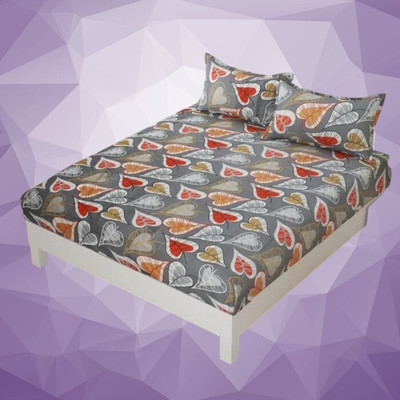 HOMYBEES 220 TC Cotton Double Abstract Fitted (Elastic) Bedsheet(Pack of 1, Multicolor45)
