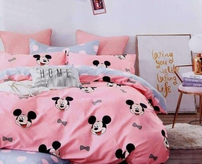 Aaaaaaaaaaaandy Polycotton King Flat 300 TC Printed Bedsheet(Pack of 1, Pink)