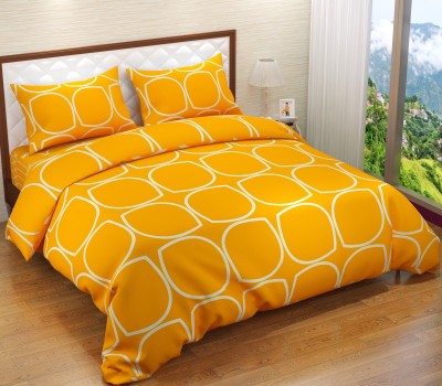 Navyalive Cotton Double Flat 210 TC Self Design Bedsheet(Pack of 1, Yellow)