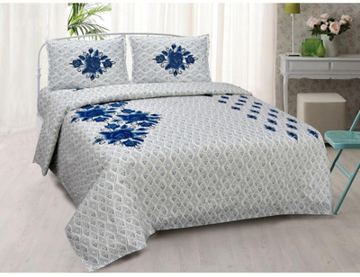 S R Enterprises 141 TC Cotton King Jaipuri Prints Flat Bedsheet(Pack of 1, Multicolor)