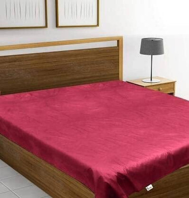 AG Creations Polyester King Flat 120 TC Solid Bedsheet(Pack of 1, Maroon)