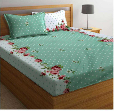 KUBEER Microfiber King Fitted (Elastic) 210 TC 3D Printed Bedsheet(Pack of 1, Multicolor)