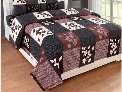 jim-Dandy 160 TC Polycotton Double 3D Printed Flat Bedsheet(Pack of 1, Brown)