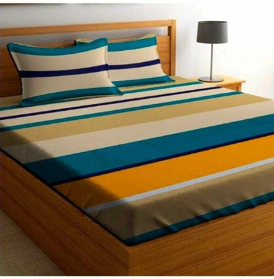 AUSIEE 180 TC Cotton Double Printed Fitted (Elastic) Bedsheet(Pack of 1, Multicolor)