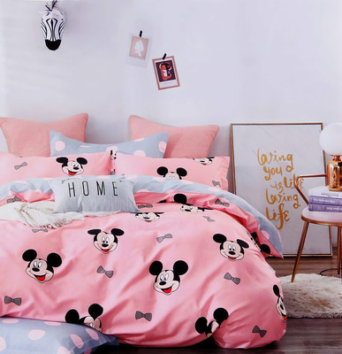 240 TC Microfiber Double Printed Bedsheet(Pack of 1, Light Pink)