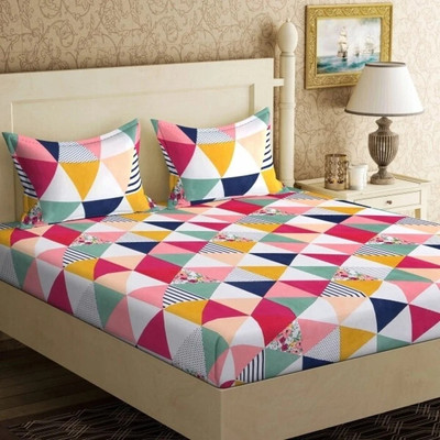 Mooniea Cotton Double Flat 140 TC Printed Bedsheet(Pack of 1, Multicolor)