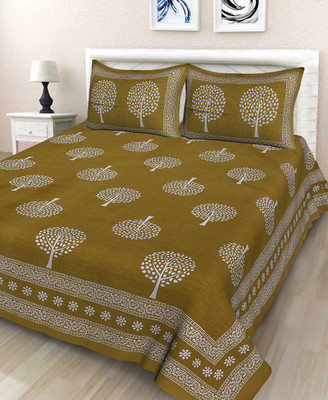 Navkar Creation 141 TC Cotton Queen 3D Printed Flat Bedsheet(Pack of 1, Multicolor)