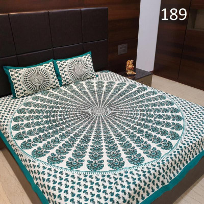 S R Enterprises 141 TC Cotton Double Jaipuri Prints Flat Bedsheet(Pack of 1, Multicolor)