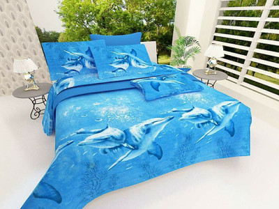 VH HUB 155 TC Polycotton King Printed Flat Bedsheet(Pack of 1, Multicolor)