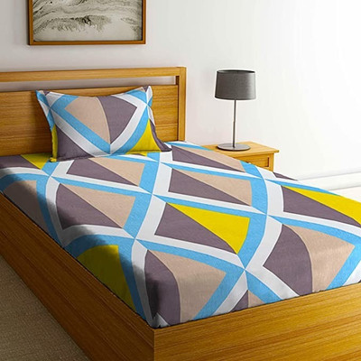 AAZEEM 180 TC Microfiber Single Printed Flat Bedsheet(Pack of 1, Multicolor)