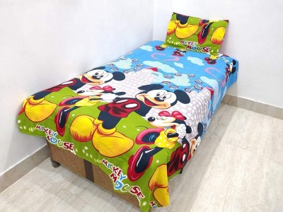 Home Readiness 220 TC Cotton Single Cartoon Flat Bedsheet(Pack of 1, Yellow)