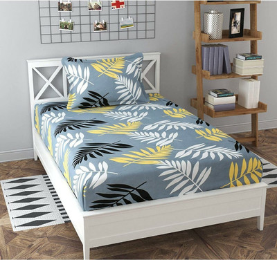 TDOT 220 TC Polycotton Single 3D Printed Flat Bedsheet(Pack of 1, Multicolor)