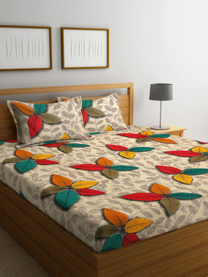 Hmm 220 TC Cotton Double Floral Flat Bedsheet  (Pack Of 1, Multicolor) For Rs. 188 @ 86 %