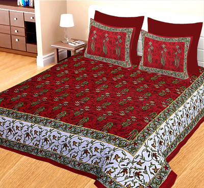 Aranatha Enterprises 144 TC Cotton King Printed Flat Bedsheet(Pack of 1, Multicolor)