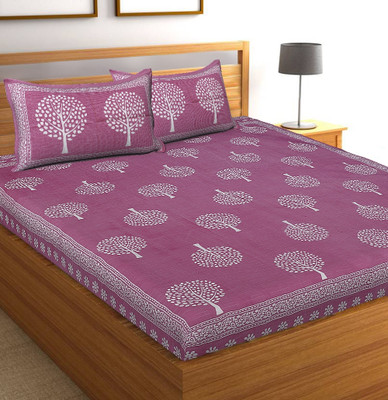 Navkar Creation 141 TC Cotton Queen 3D Printed Flat Bedsheet(Pack of 1, Multicolor)