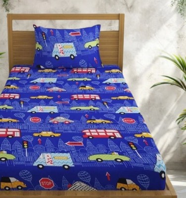 BLENZZA DECO 180 TC Polycotton Single Cartoon Flat Bedsheet(Pack of 1, Multicolor)