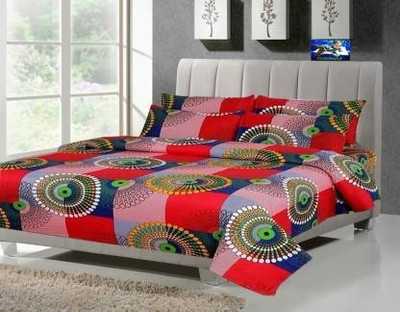 jim-Dandy 160 TC Polycotton Double 3D Printed Flat Bedsheet(Pack of 1, dark red)