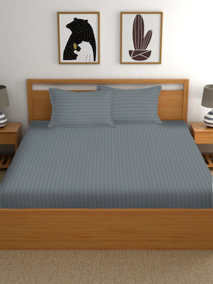 Ex-cell 240 TC Microfiber Double Striped Flat Bedsheet(Pack of 1, Multicolor)