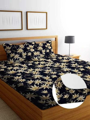 BUCKSHOP 220 TC Microfiber King Printed Fitted (Elastic) Bedsheet(Pack of 1, Multicolor)